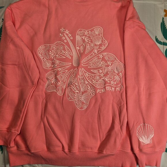 Pink Palm Puff Hawaii Hibiscus Hoodie in Sonic Pink - Size XL - BNWT - Picture 8 of 10
